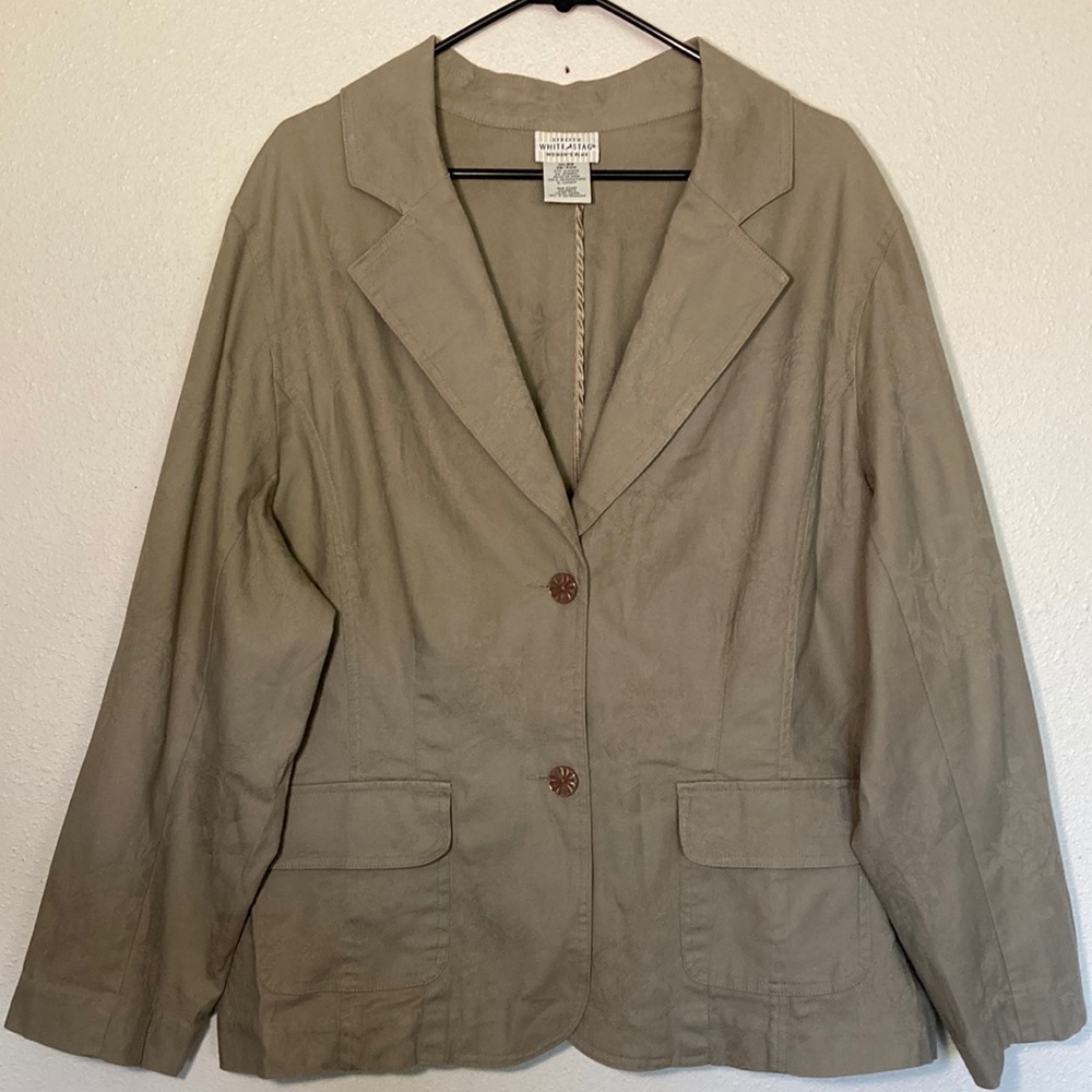 White Stag Two Button Front Jacket Sage Long Sleeve Pockets Size 18W/20W